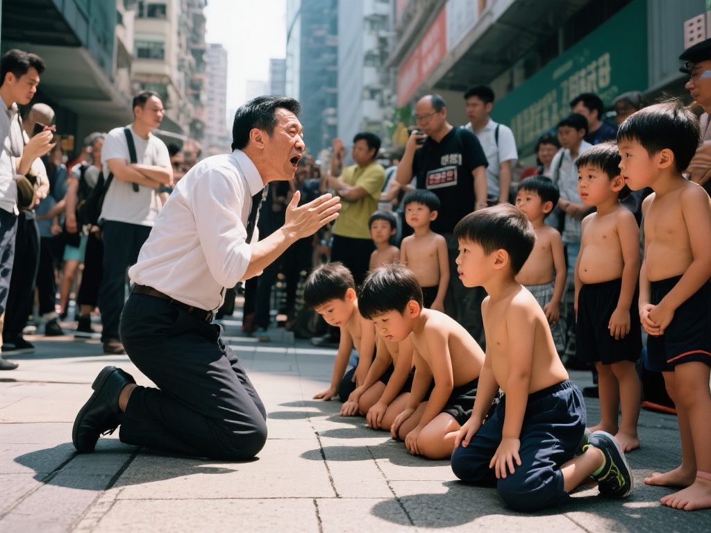 甲亢哥在港遇光膀跪孩，这啥心理状态？